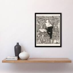 Artery8 Jan Toorop Framed Wall Art Conductor with Violins & Smoking Chimneys in Black - Size: A4 - thumbnail 2