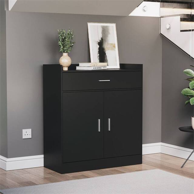 FORGEVIO Black Cabinet 2 Door 1 Drawer Shoe Rack - Size: 0.6m2 - image 1