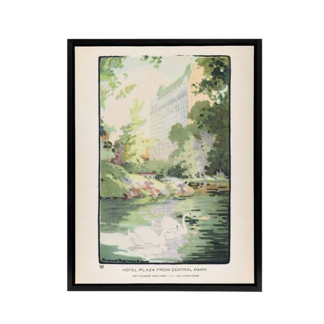 "Artery8 Hotel Plaza from Central Park Elmer Framed Canvas Wall Art Print - Size: W12"" x H16""" - image 1