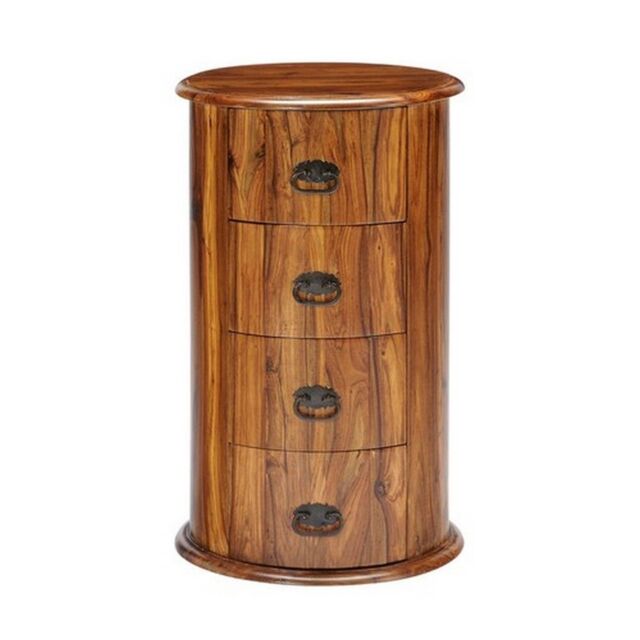 Jaipur Furniture Ltd 4 Drawer Drum Chest - Sheesham Wood - L45 x W45 x H70 cm - Honey Dark Finish in Brown - image 1