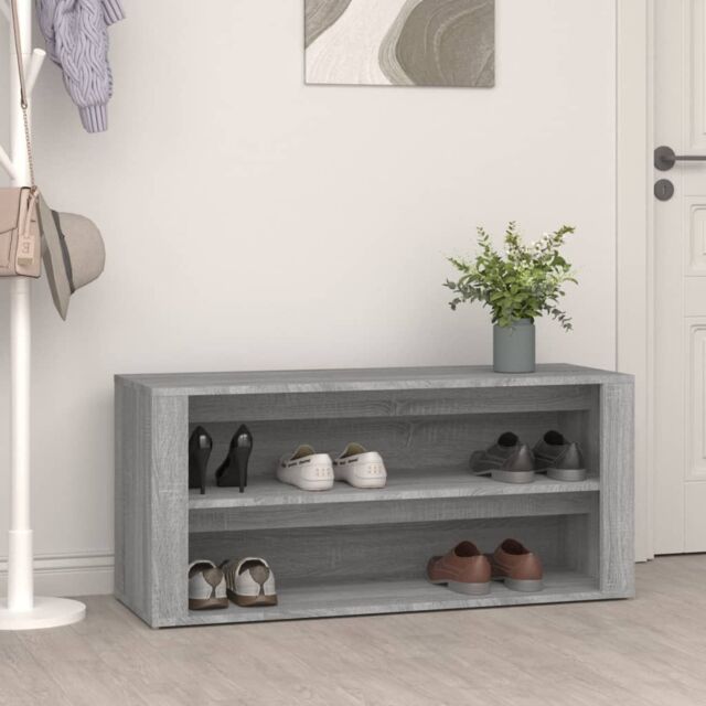 Berkfield Home Shoe Rack Concrete Grey 100x35x45 cm Engineered Wood - Size: 100 x 35 x 45 cm - image 1