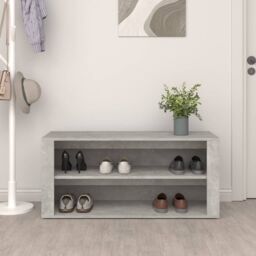 Berkfield Home Shoe Rack Concrete Grey 100x35x45 cm Engineered Wood - Size: 100 x 35 x 45 cm - thumbnail 3