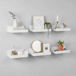 Havendro White Set of 6 Floating Wall Shelf U Shape Display Storage Rack - thumbnail 3