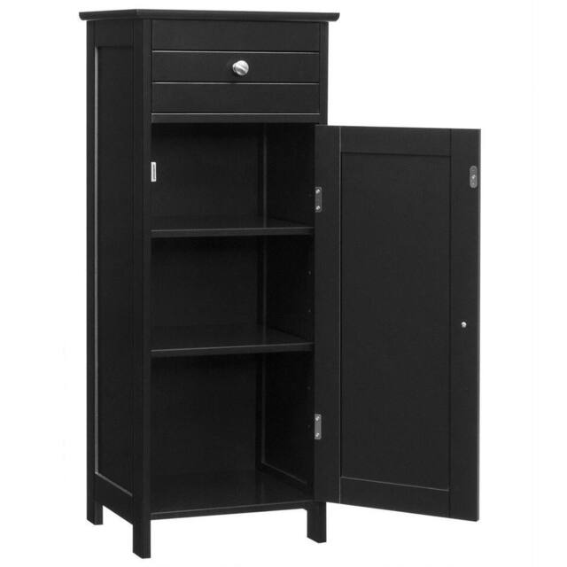 VOGREX Single-Door Wooden Freestanding Bathroom Storage Cabinet in Black - image 1