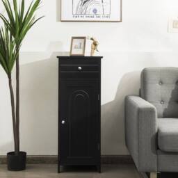 VOGREX Single-Door Wooden Freestanding Bathroom Storage Cabinet in Black - thumbnail 3