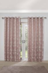 New Edge Blinds Meadows Lined Eyelet Jacquard Curtains in Pink - Size: 116 cm width x 137 cm drop - thumbnail 2