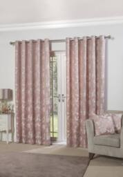 New Edge Blinds Meadows Lined Eyelet Jacquard Curtains in Pink - Size: 116 cm width x 137 cm drop - thumbnail 4