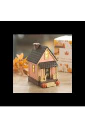 KDMD Pink LED Light Up Resin House Decoration with Pumpkin in Dusty Pink - thumbnail 1