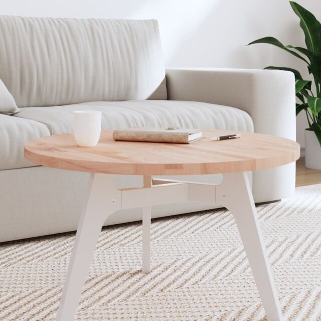 Berkfield Home Table Top Ø70x2.5 cm Round Solid Wood Beech in Brown - Size: 70x2.5 cm - image 1