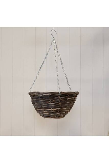 KDMD Round Brown Rattan Hanging Basket with clear soft liner - image 1