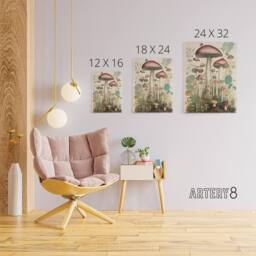 "Artery8 Mushroom Fungi Botanical Kitchen Decor Canvas Wall Art Print - Size: W24"" x H32""" - thumbnail 4