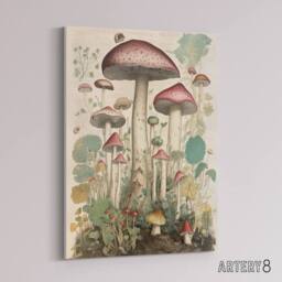 "Artery8 Mushroom Fungi Botanical Kitchen Decor Canvas Wall Art Print - Size: W24"" x H32""" - thumbnail 2