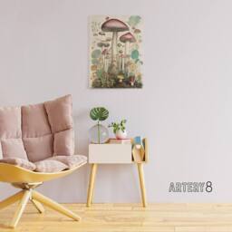 "Artery8 Mushroom Fungi Botanical Kitchen Decor Canvas Wall Art Print - Size: W24"" x H32""" - thumbnail 3