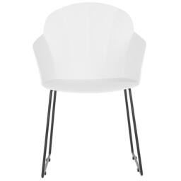Wyld and Coco Dining Chairs Set of 2 - White Synthetic Seats Black Metal Legs - thumbnail 5