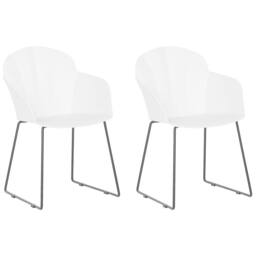 Wyld and Coco Dining Chairs Set of 2 - White Synthetic Seats Black Metal Legs - thumbnail 2