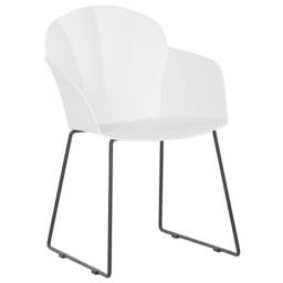 Wyld and Coco Dining Chairs Set of 2 - White Synthetic Seats Black Metal Legs - thumbnail 3
