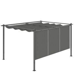 OUTSUNNY 3 x 4m Metal Pergola with Retractable Roof & Roller Shade in Grey - thumbnail 2