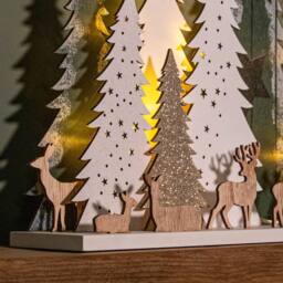 Samuel Alexander 31cm Battery Operated Light up Wooden Christmas Tree with Deer & 15 Warm White LEDs - thumbnail 5
