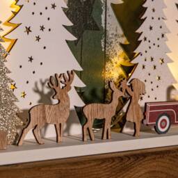 Samuel Alexander 31cm Battery Operated Light up Wooden Christmas Tree with Deer & 15 Warm White LEDs - thumbnail 6