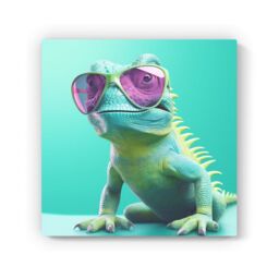 Warren Reed - Designer Happy Splashart Iguana Wearing Glasses Canvas - Size: w40 inch x h40 inch - thumbnail 2