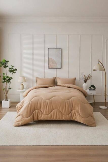 Dyzi 10.5 Tog Supersoft Microfibre Duvet - Coverless or Covered Set in Natural - Size: Single - image 1