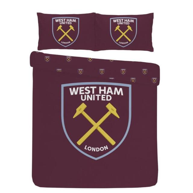 West Ham United FC Crest Duvet Cover Set in Burgundy - Size: Double - image 1