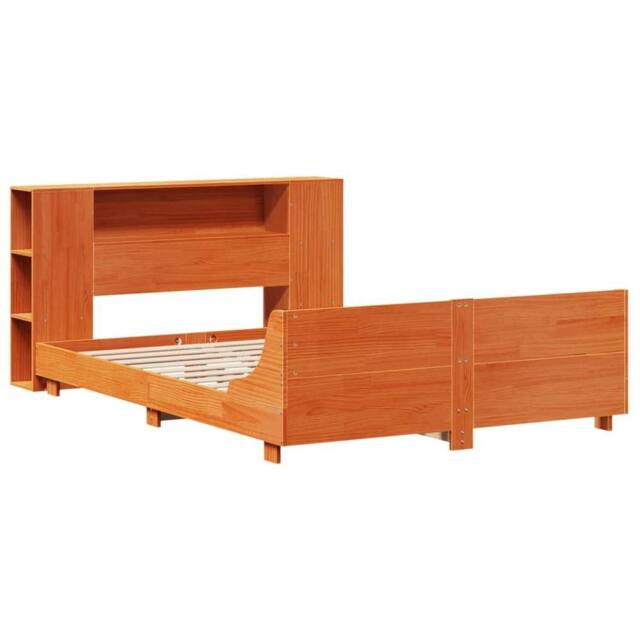 Berkfield Home Full Bed Frame without Mattress Wax Brown 140x200 cm Solid Wood Pine - image 1