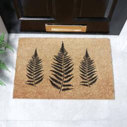 Artsy Mats Modern Fern Leaves Pattern Doormat in Black - Size: 40 cm x 60 cm - thumbnail 2