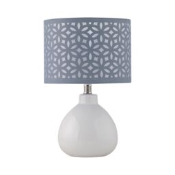 First Choice Lighting Set of 2 Tuscan - White Ceramic Lamps with Grey Cut Out Shade - thumbnail 2
