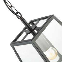 Happy Homewares Classic Lantern Pendant Ceiling Light in Matte Black with Clear Glass Sides - thumbnail 3