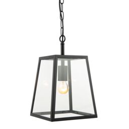 Happy Homewares Classic Lantern Pendant Ceiling Light in Matte Black with Clear Glass Sides - thumbnail 5