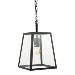 Happy Homewares Classic Lantern Pendant Ceiling Light in Matte Black with Clear Glass Sides - thumbnail 4