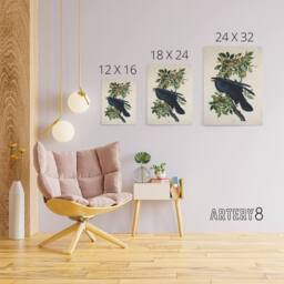 "Artery8 Birds of America Raven Audubon Nature Canvas Wall Art in White - Size: W18"" x H24""" - thumbnail 4