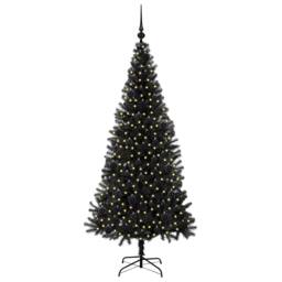 Berkfield Home Lush Christmas Tree with 300 LEDs with Stand Black 180 cm PVC