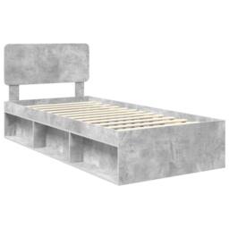 Berkfield Home Bed Frame with Headboard Concerte 90 x 200 cm Solid Pine Wood in Grey - thumbnail 4