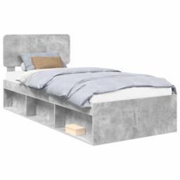 Berkfield Home Bed Frame with Headboard Concerte 90 x 200 cm Solid Pine Wood in Grey - thumbnail 2