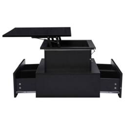 BTM Rectangular Lift Table with LED & 4 Drawers, High Gloss in Black - thumbnail 2