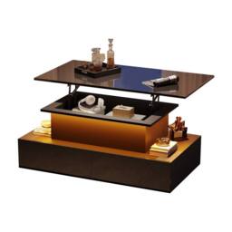BTM Rectangular Lift Table with LED & 4 Drawers, High Gloss in Black - thumbnail 8