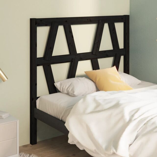 Berkfield Home Bed Headboard Black 96x4x100 cm Solid Wood Pine - Size: 96 x 4 x 100 cm - image 1