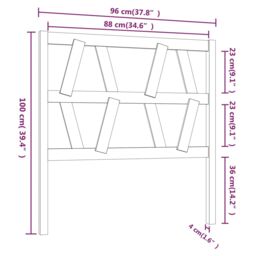 Berkfield Home Bed Headboard Black 96x4x100 cm Solid Wood Pine - Size: 96 x 4 x 100 cm - thumbnail 6