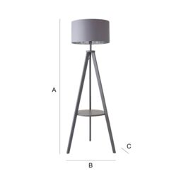 ValueLights Morrigan Grey Wood Tripod Floor Lamp with Chrome Shade & Bulb - thumbnail 7