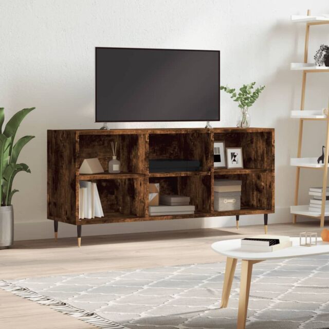 Berkfield Home TV Cabinet Smoked Oak 103.5x30x50 cm Engineered Wood in Brown - image 1