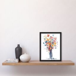 Artery8 Wall Art Print Wildflower Bouquet in Vase Abstract Watercolour Art Framed Poster in Black - Size: A4 - thumbnail 4