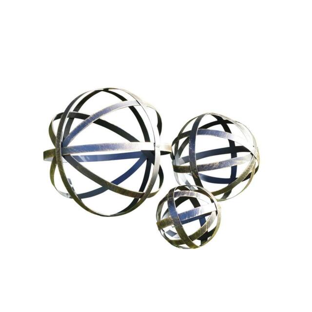 Melody Maison Set Of 3 Black & Gold Decorative Garden Spheres - image 1