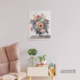 "Artery8 Stone Vase Bouquet With Sunflowers Teyler Canvas Wall Art in White - Size: W18"" x H24""" - thumbnail 3