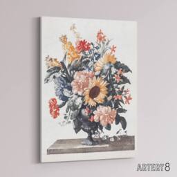 "Artery8 Stone Vase Bouquet With Sunflowers Teyler Canvas Wall Art in White - Size: W18"" x H24""" - thumbnail 2