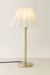 ValueLights Maura Scallop Pleated Tapered Shade Brushed Gold Twist Table Lamp - thumbnail 3