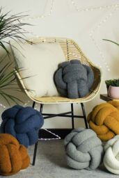 Furn Boucle Knot Fleece Cushion in Grey - thumbnail 3