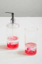 Orsina Floating Hearts Acrylic Hearts Lotion Dispenser in Clear - thumbnail 4