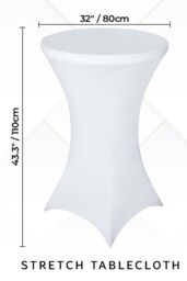 "Neel Blue Cocktail Spandex Tablecloth High Top Round Table Cover, 32"" x 43"" in White" - thumbnail 2